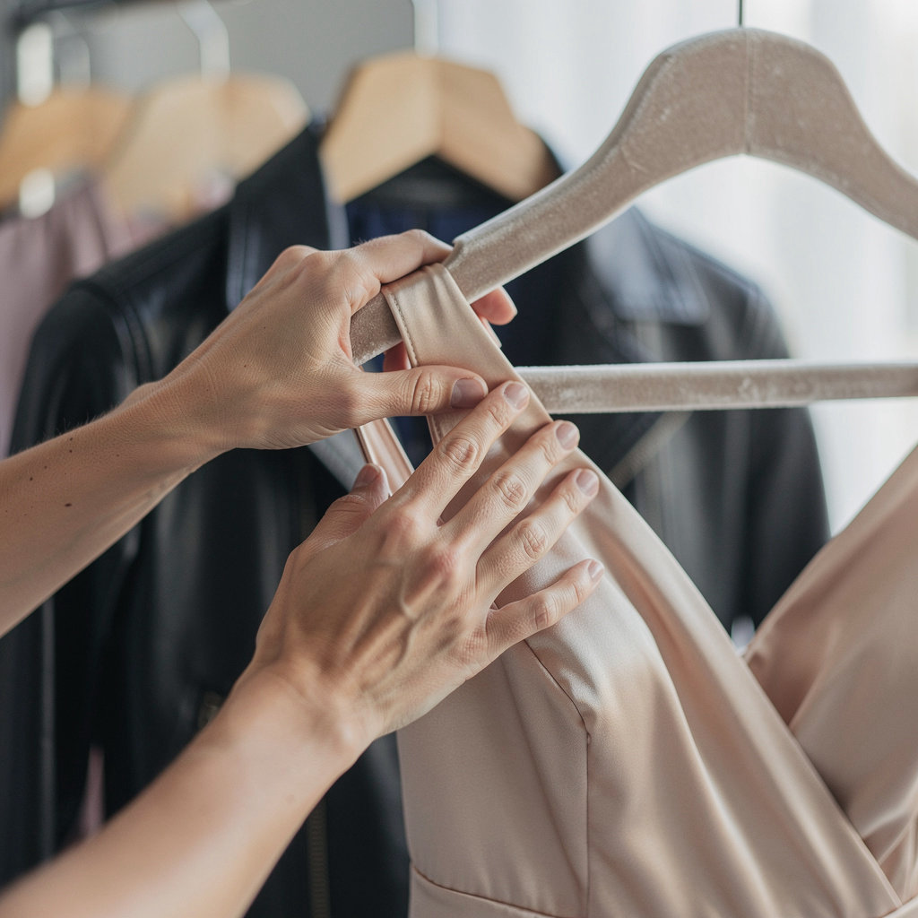 Island Cleaners expert handling delicate silk and gown cleaning services in Coronado, CA